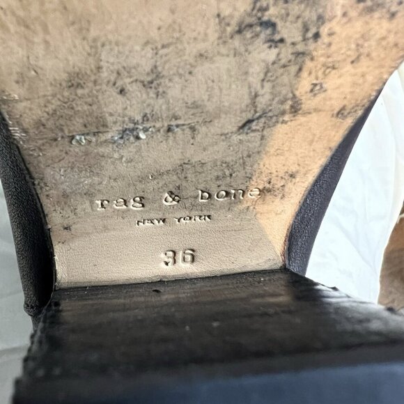 Rag Bone Womens Harrow Bootie Black Size EU 36 M US 6 Leather 3.5" Stacked Heel - Picture 8 of 9